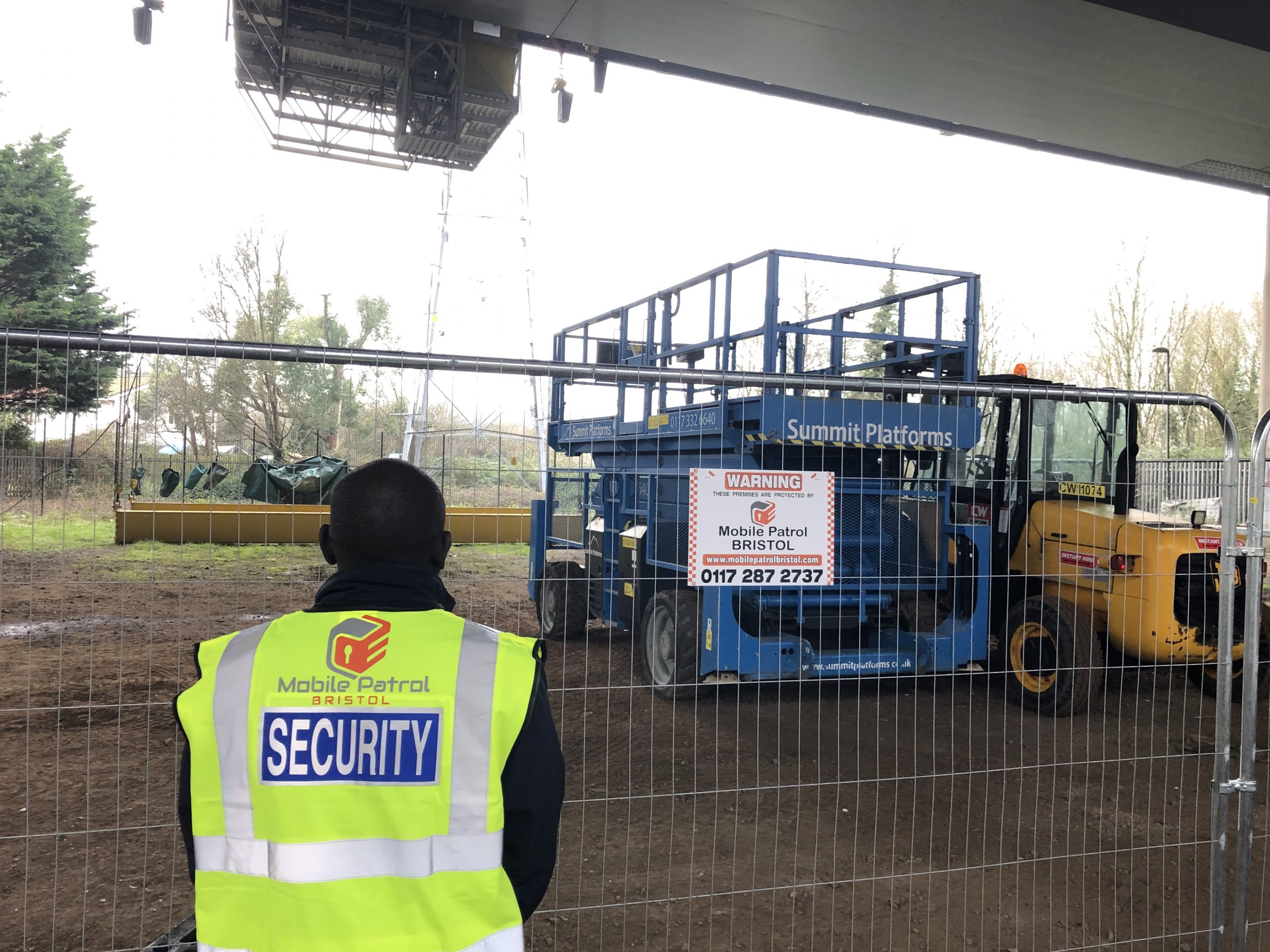 Security officer patrolling a Bristol construction site